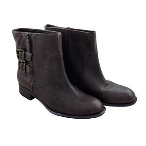 Nine West Brown Leather Zip Ankle Boots NIB, Size 8